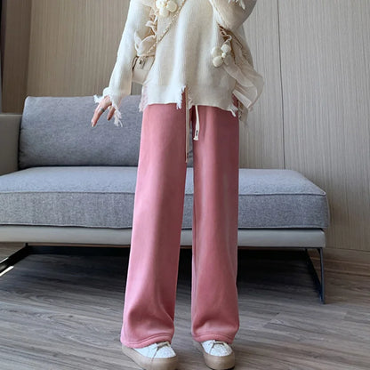 Pantalon velours femme taille élastique côtelé jambe large hiver