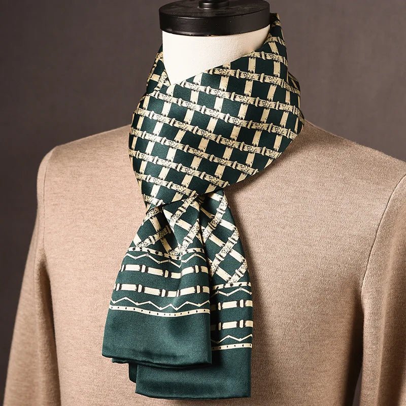 Écharpe homme soie 100% Mulberry à pois double épaisseur 160 cm