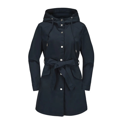 Imperméable femme trench long à capuche ceinture coupe fine