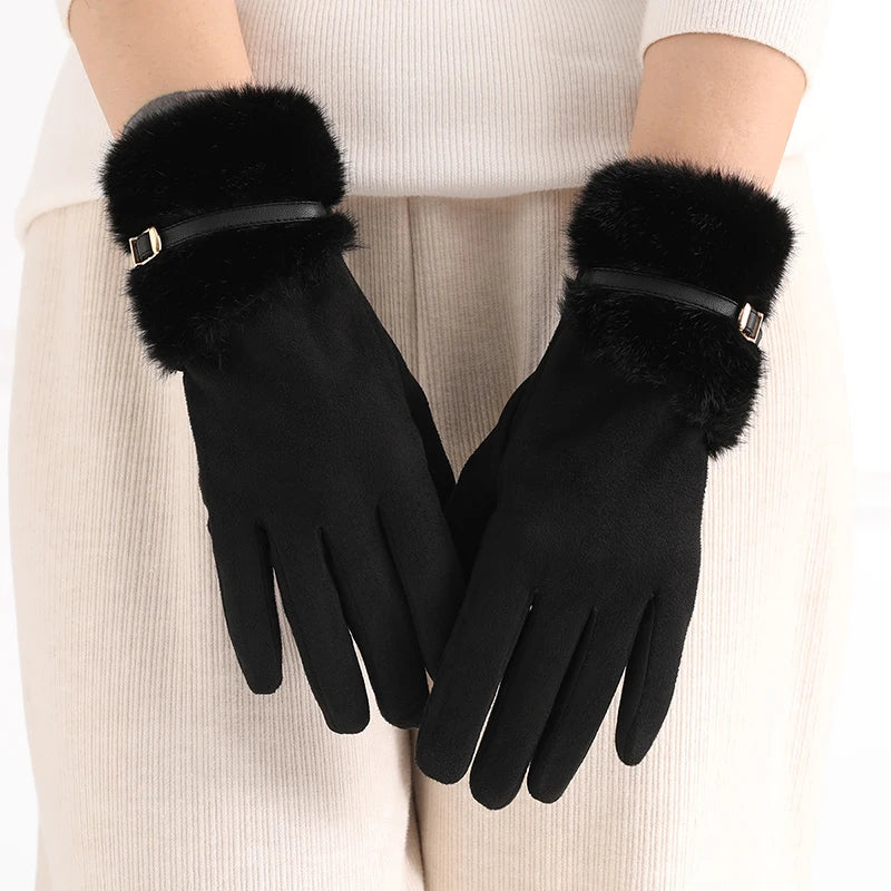 Gants hiver femme | Maille chaude, doublure polaire | Tactiles, coupe-vent
