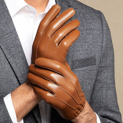 Gants hiver homme cuir peau de mouton doublure velours chaud