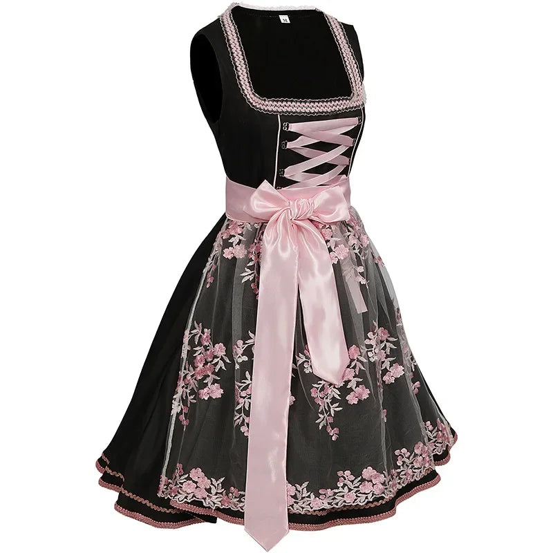 Dirndl Kleid Damen - Leichter Stoff - Elegantes Rosa - Perfekt für Oktoberfest