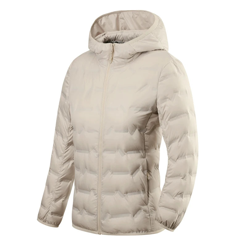 Doudoune légère femme hiver en duvet d'oie blanc, coupe vent et isolante