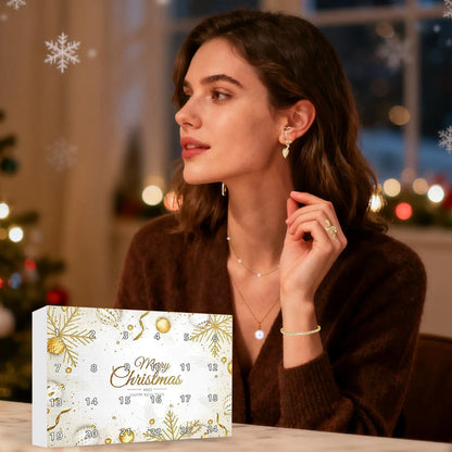 Calendrier de l'avent bijoux doré 24 jours Noël Femme Cadeau
