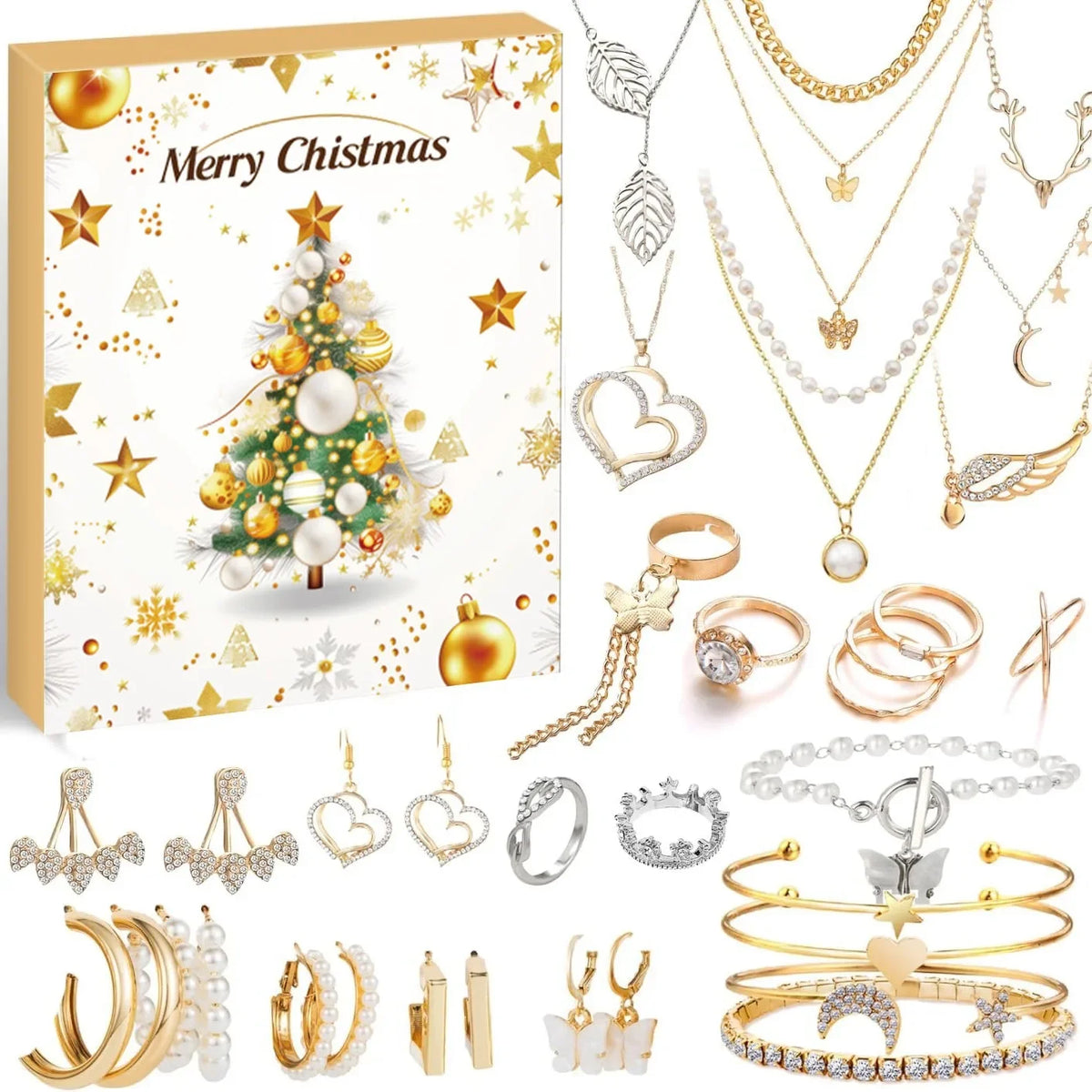 Calendrier de l'avent bijoux Noël 24 jours set collier bracelet