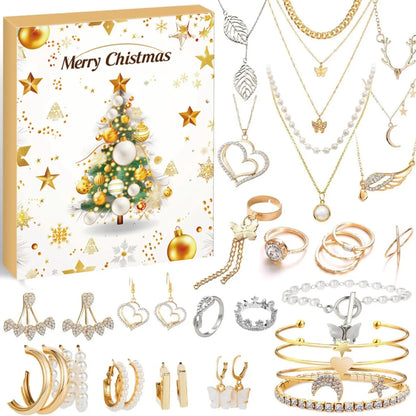 Calendrier de l'avent bijoux Noël 24 jours set collier bracelet