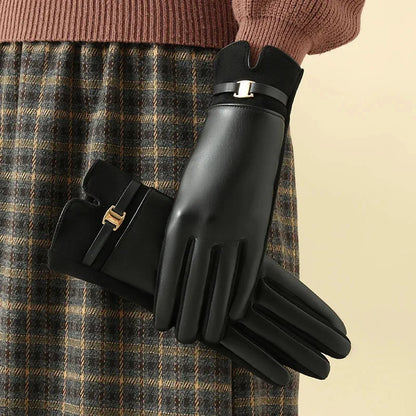 Gants hiver femme tactiles coupe-vent chauds taille unique noir beige
