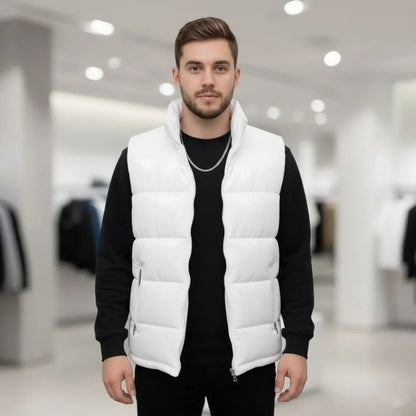 Doudoune sans manches homme coupe vent avec col montant, coupe slim