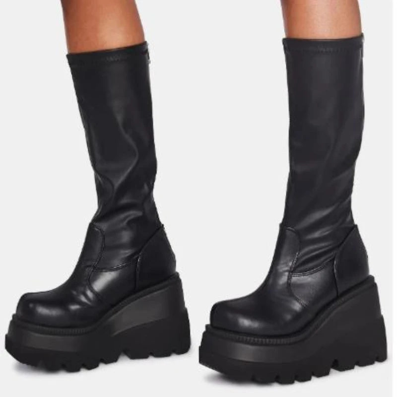 Bottes Femme Hiver | Talon Haut, Semelle Épaisse, Style Gothique