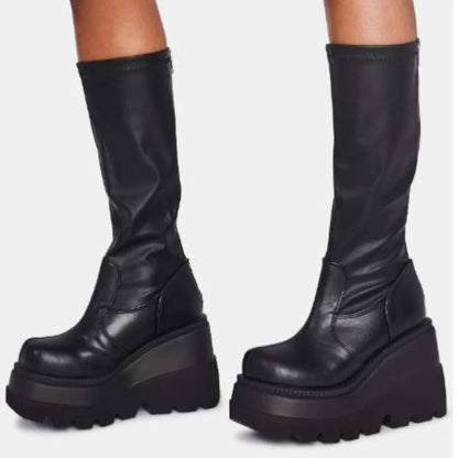 Bottes Femme Hiver | Talon Haut, Semelle Épaisse, Style Gothique