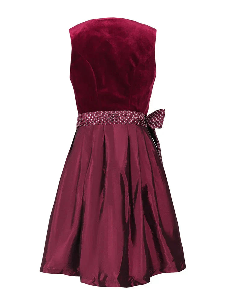 Dirndl Kleid Damen - Weicher Stoff - Elegantes Rot - Festkleid Oktoberfest