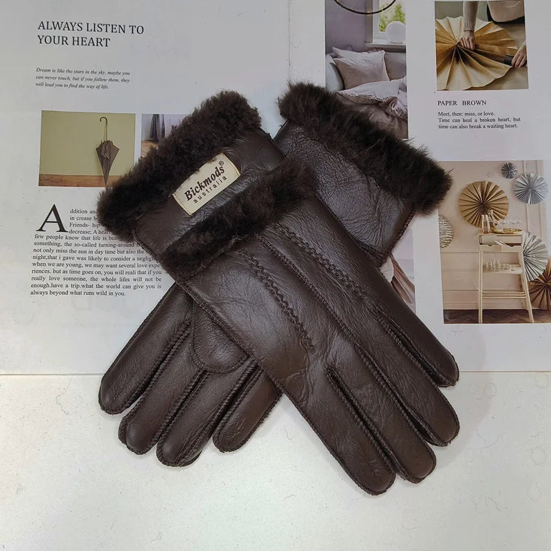 Gants femme cuir agneau doublure laine coutures main hiver