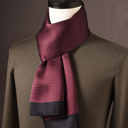 Écharpe homme soie 100% Mulberry à pois double épaisseur 160 cm