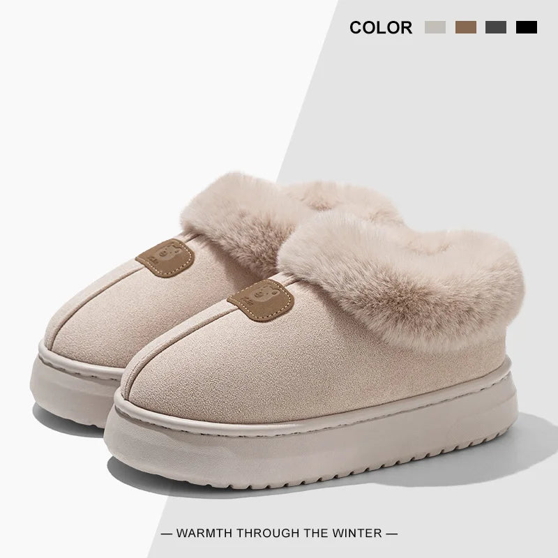 Chaussons femme homme polaire semelle épaisse montants, usage intérieur extérieur