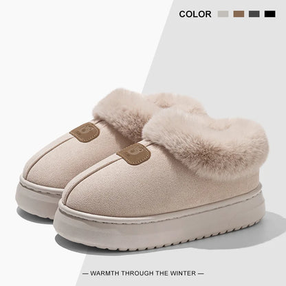 Chaussons femme homme polaire semelle épaisse montants, usage intérieur extérieur