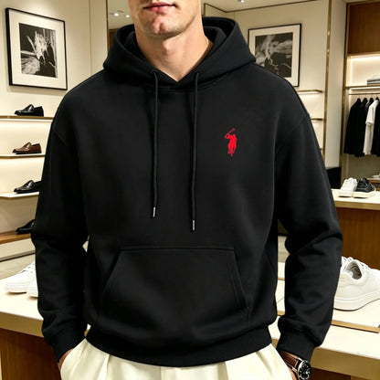 Sweatshirt à capuche oversize brodé unisexe coupe loose manches longues