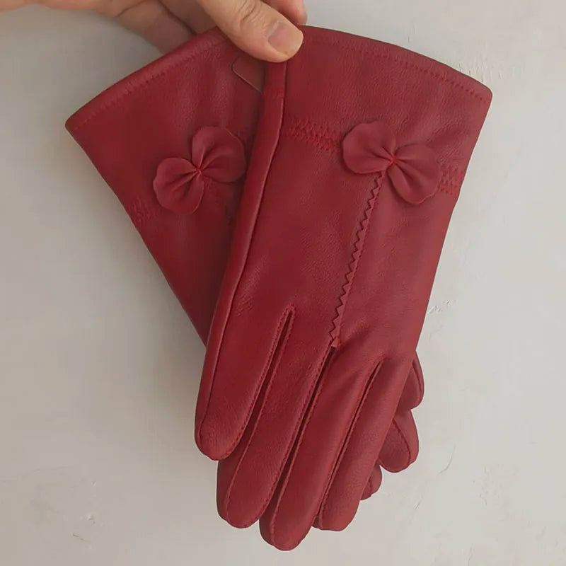 Gants cuir agneau femme avec doublure laine, cuir véritable