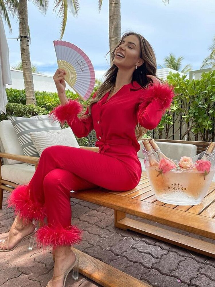 Sianna - Ensemble 2 pièces élégant - Plumes - Pour femmes