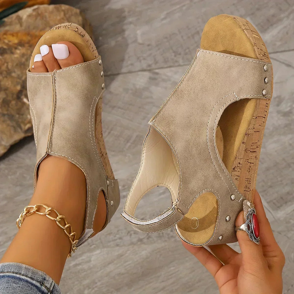 Sandales Larges | Orthopédiques, Confort Écologique | Beige, Noir, Café