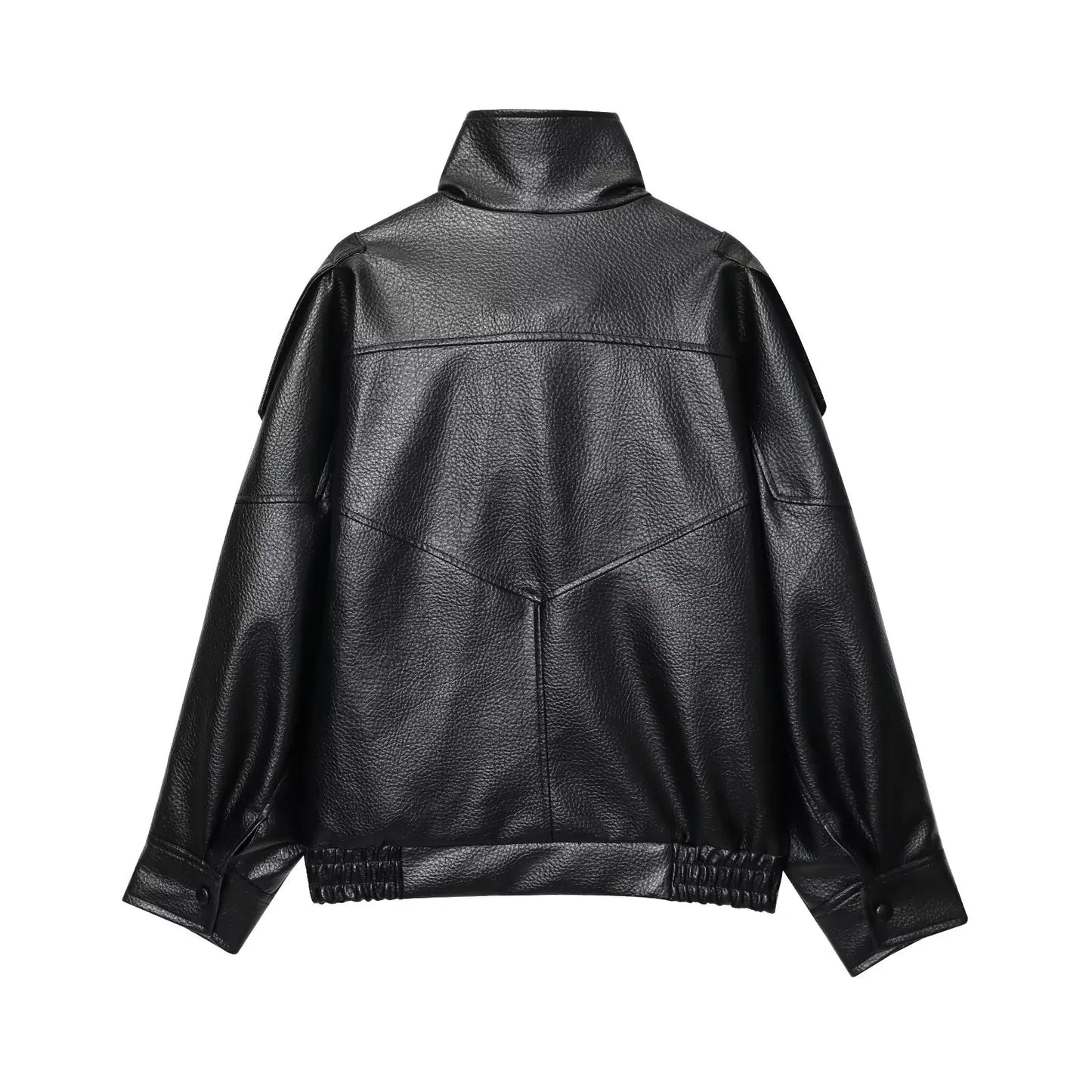 Veste en Cuir pour Femmes | Manches Longues, Boutonnée | Modèle Oversize