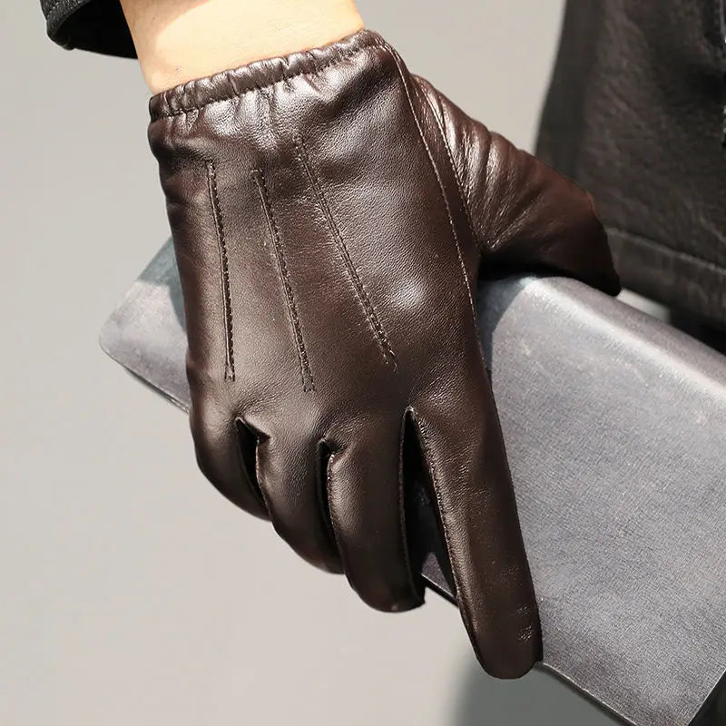 Gants hiver homme cuir peau de mouton doublure velours chaud