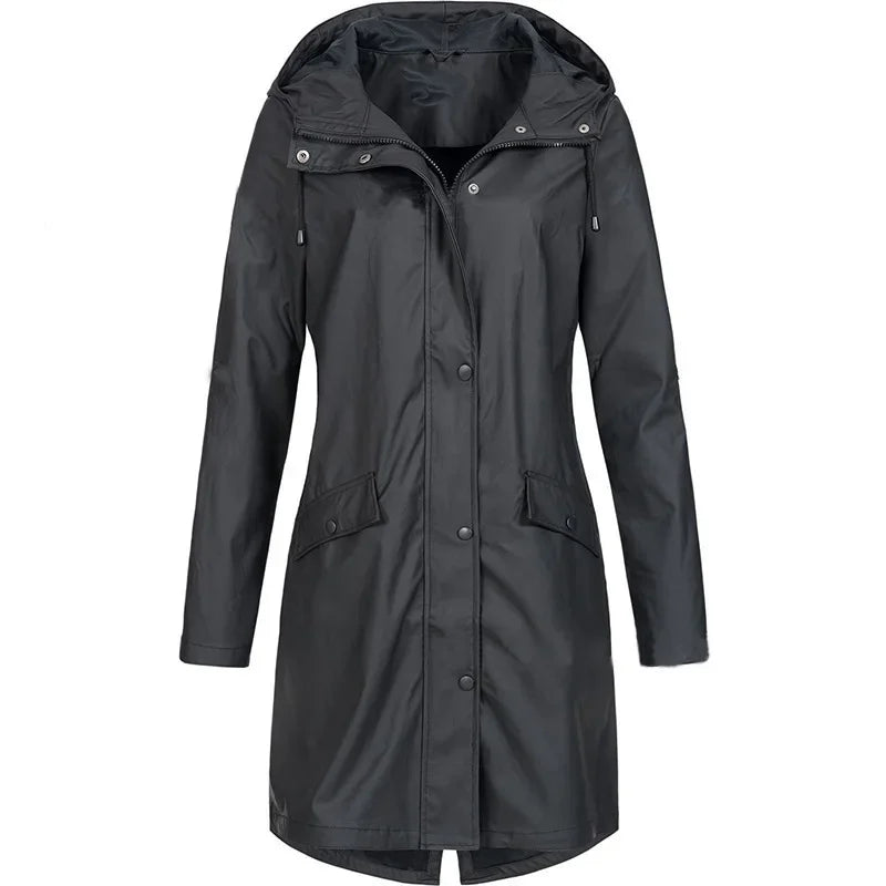 Coupe vent femme | Manteau mi-longue zippé uni automne hiver