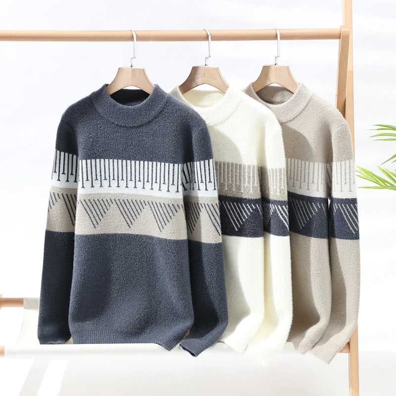 Pull de Noël homme col rond chaud automne hiver coupe décontractée