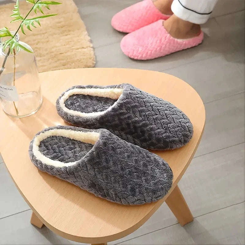 Chaussons femme moelleux antidérapants intérieur automne hiver