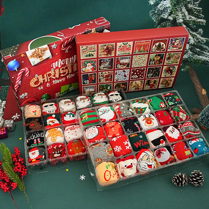 Calendrier de l'avent chaussettes femme homme Noël 12 paires hiver