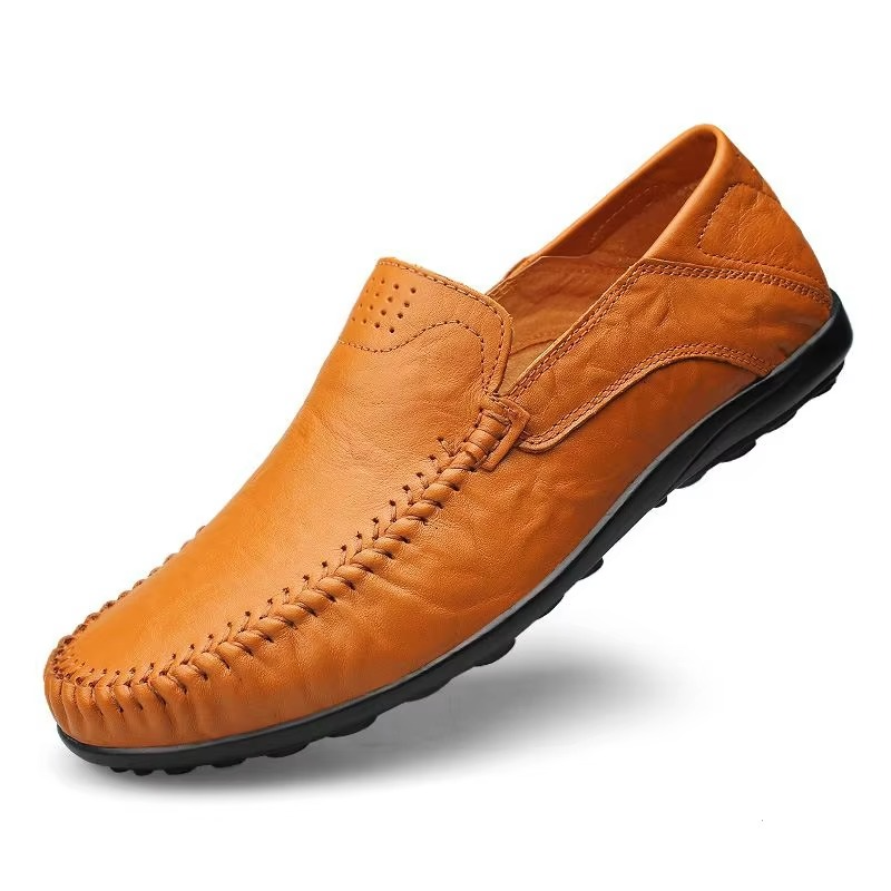 Mocassins cuir véritable homme slip-on style italien respirant