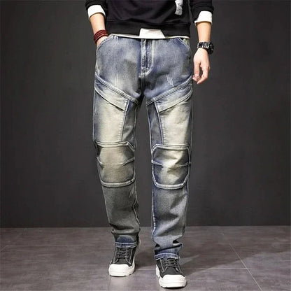 Xanthe | Jean Homme Droit Cargo Denim Délavé