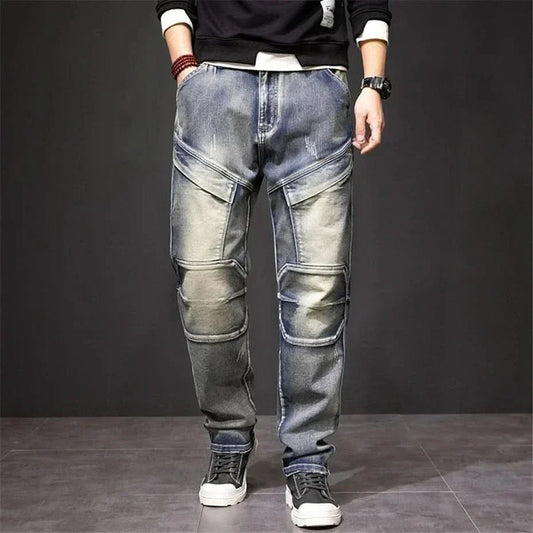 Xanthe | Jean Homme Droit Cargo Denim Délavé
