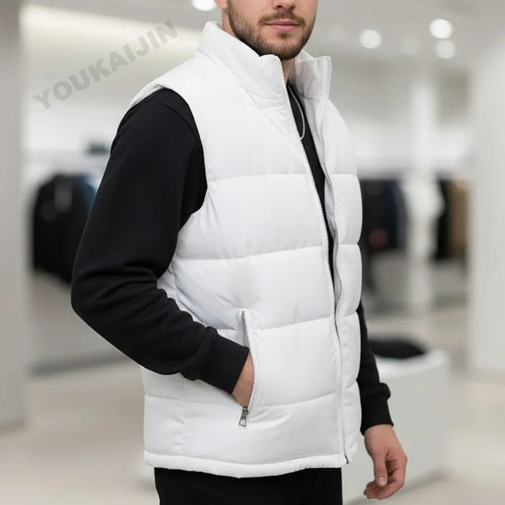 Doudoune sans manches homme coupe vent avec col montant, coupe slim