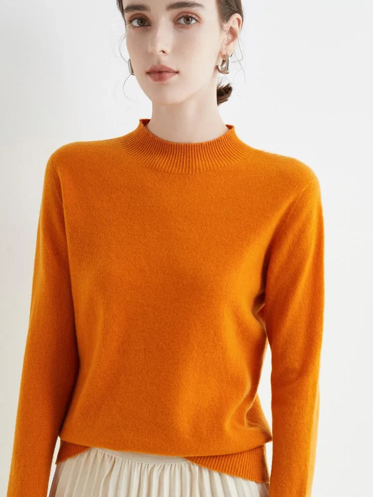Pull en laine pour femme | Automne hiver, col de soie | Pull casual