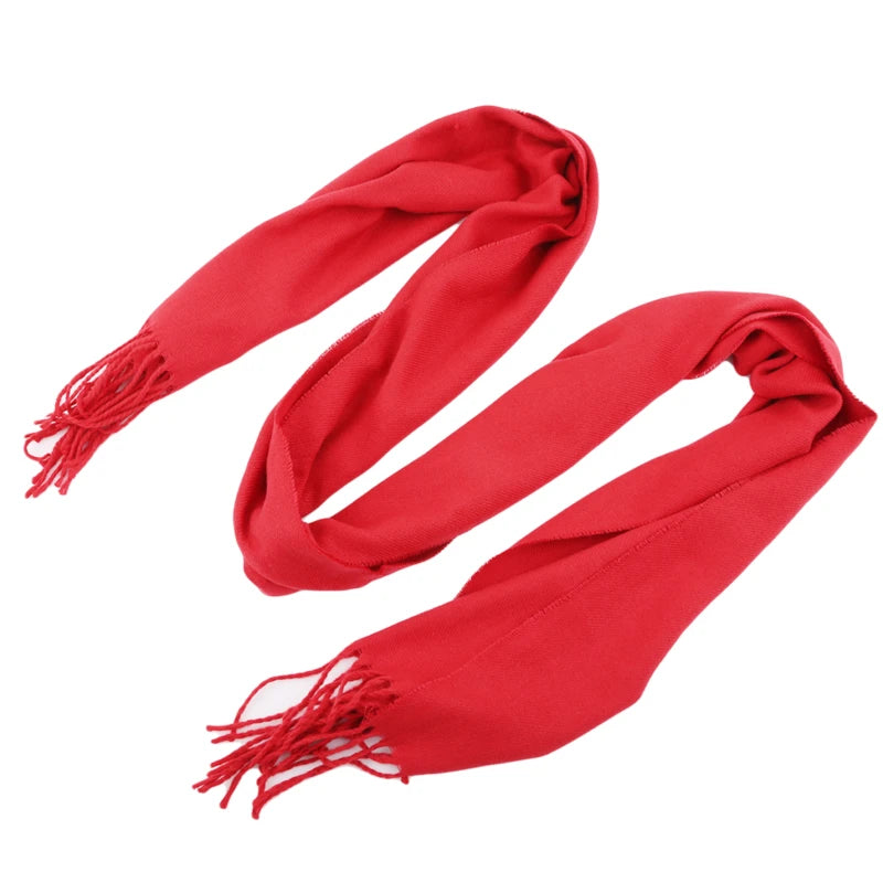 Écharpe homme femme cachemire longue à franges couleur unie hiver