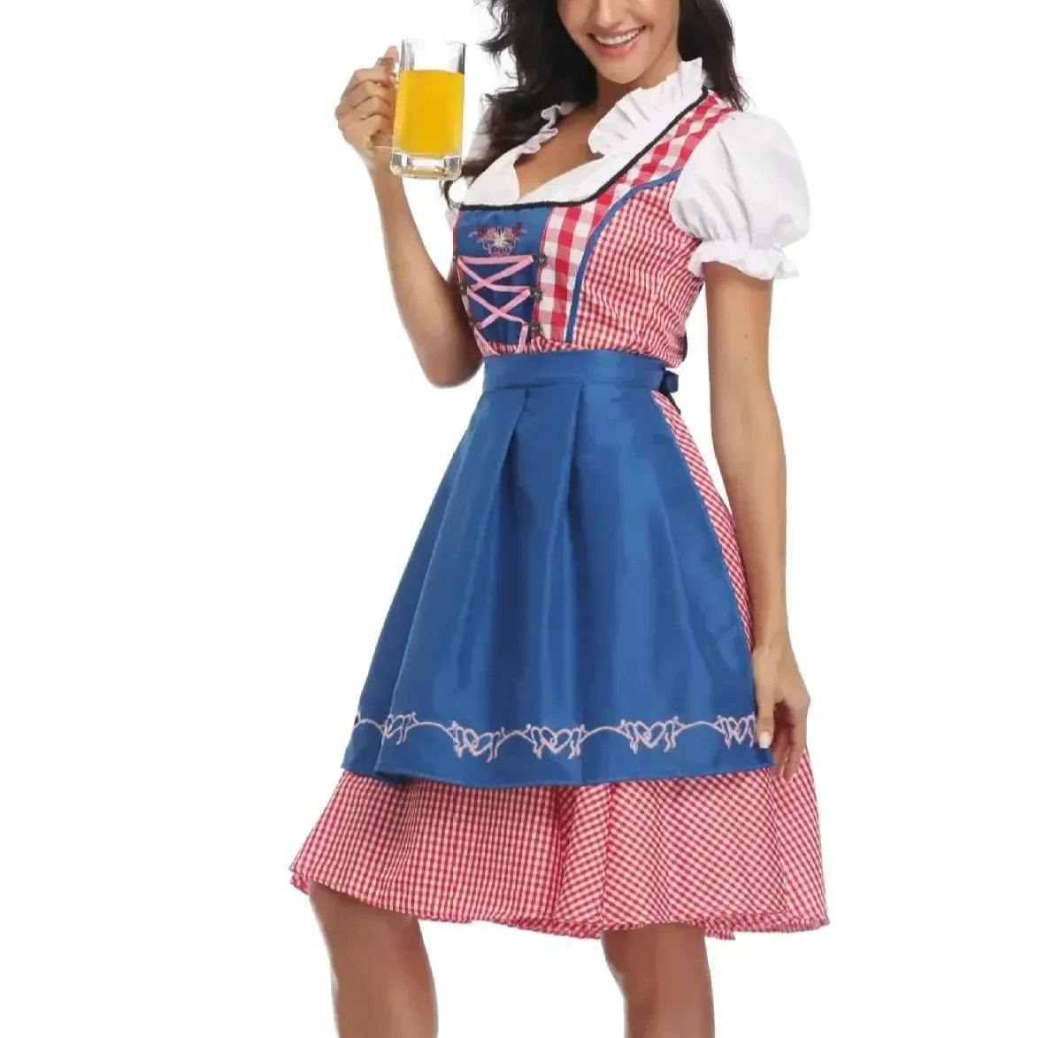 Dirndl Kleid Damen Oktoberfest - Weiches Material - Klassischer Stil - Detailliertes Traditionelles Festkleid