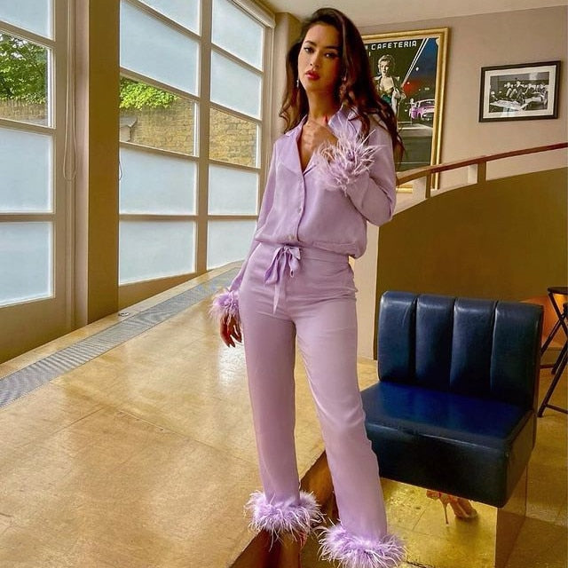 Sianna - Ensemble 2 pièces élégant - Plumes - Pour femmes