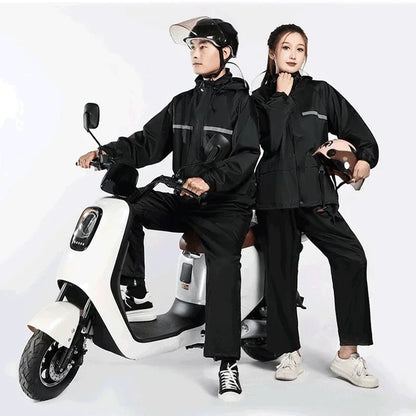 Combinaison de pluie imperméable unisexe avec bandes réfléchissantes veste capuche et pantalon