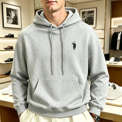 Sweatshirt à capuche oversize brodé unisexe coupe loose manches longues
