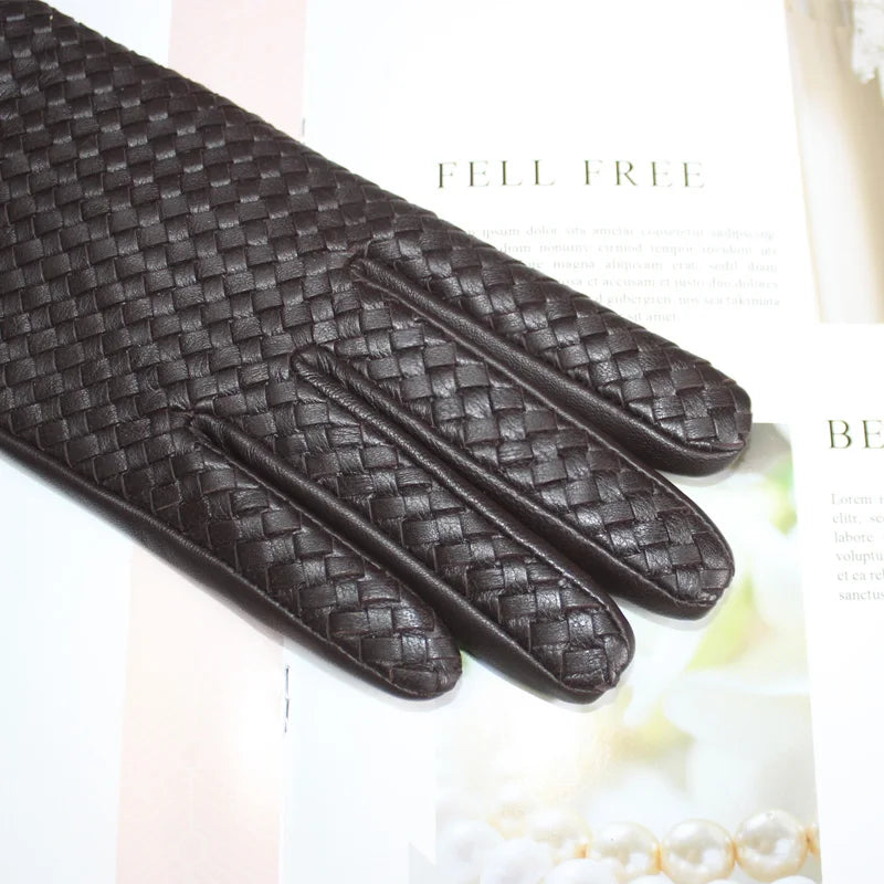 Gants cuir agneau femme avec doublure laine et écran tactile