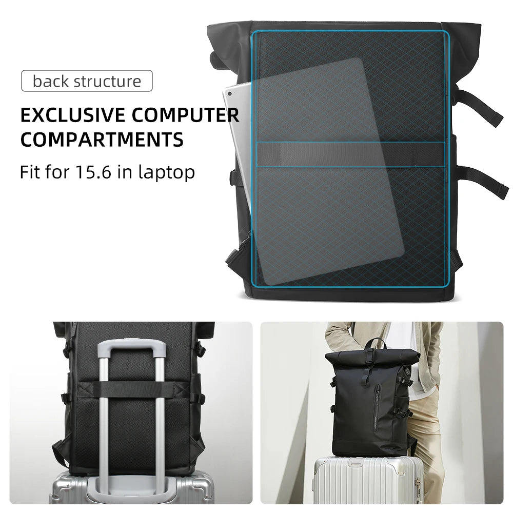 Sac à dos ordinateur imperméable USB homme avec compartiment 15,6 pouces