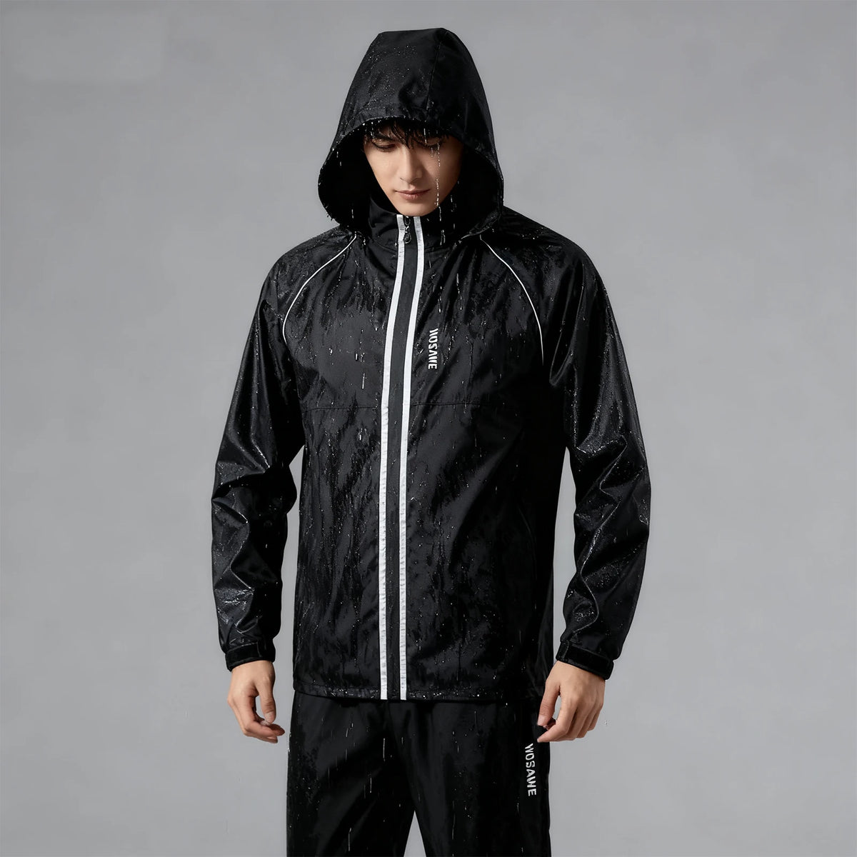 Veste de pluie avec pantalon imperméable coupe vent unisexe, bandes réfléchissantes
