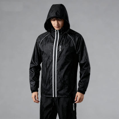 Veste de pluie avec pantalon imperméable coupe vent unisexe, bandes réfléchissantes