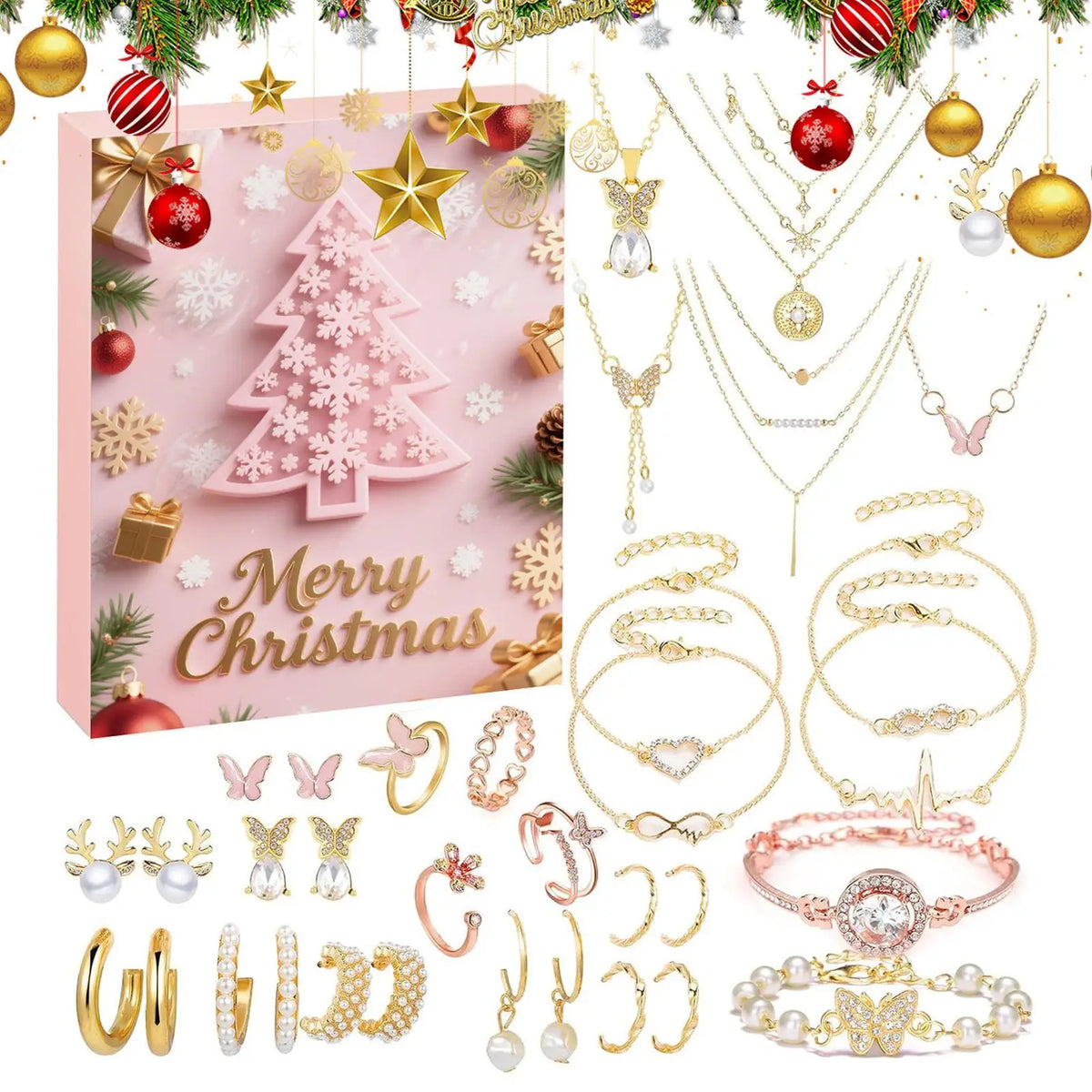Calendrier Avent Bijoux Femme Boucles Oreilles Bracelet Noël 2026
