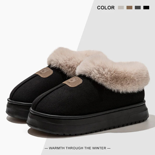 Chaussons femme homme polaire semelle épaisse montants, usage intérieur extérieur