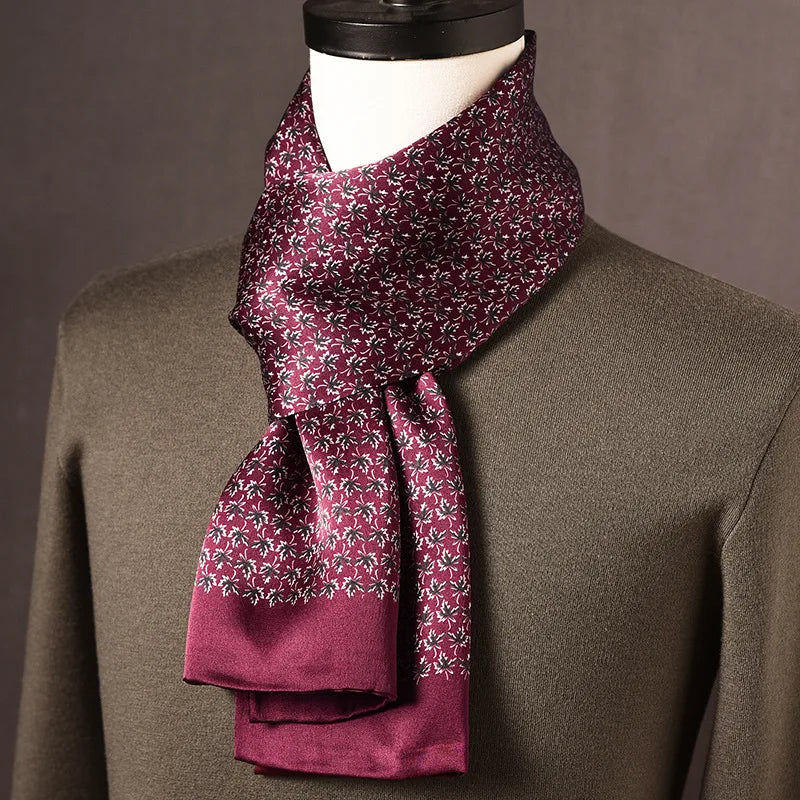 Écharpe homme soie 100% Mulberry à pois double épaisseur 160 cm