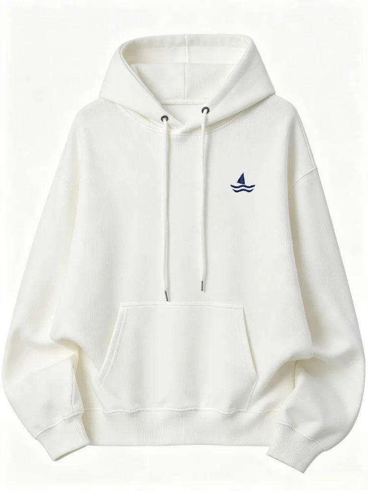 Sweat à capuche oversize brodé unisexe manches longues motif animal