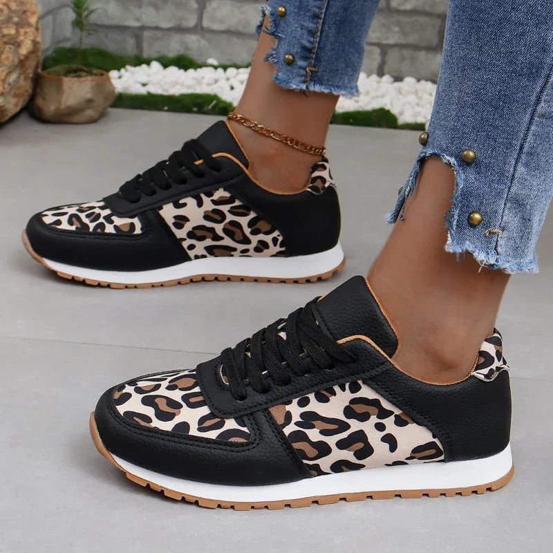 Baskets de jogging femme | Imprimé léopard, chaussures casual d'été