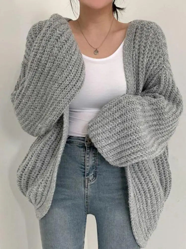 Cardigan femme vintage manches lanternes style Y2K Harajuku streetwear