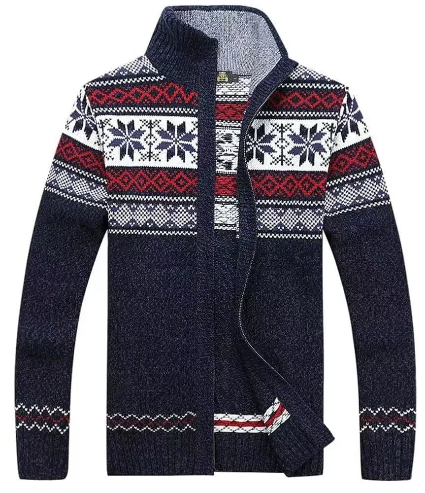 Cardigan homme zippé maille jacquard motif nordique